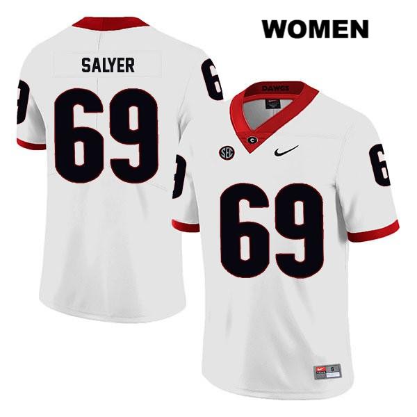 Georgia Bulldogs Women's Jamaree Salyer #69 NCAA Legend Authentic White Nike Stitched College Football Jersey VKM8356WZ